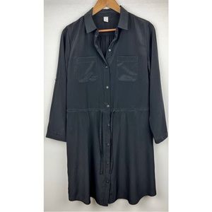Old Navy Black Satin-Like cinch waist dress